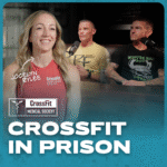 Thumbnail image that features host Jocelyn Rylee and guests Nick Wells and Gino Aviles with the CrossFit Medical Society Logo and the words CrossFit in Prison